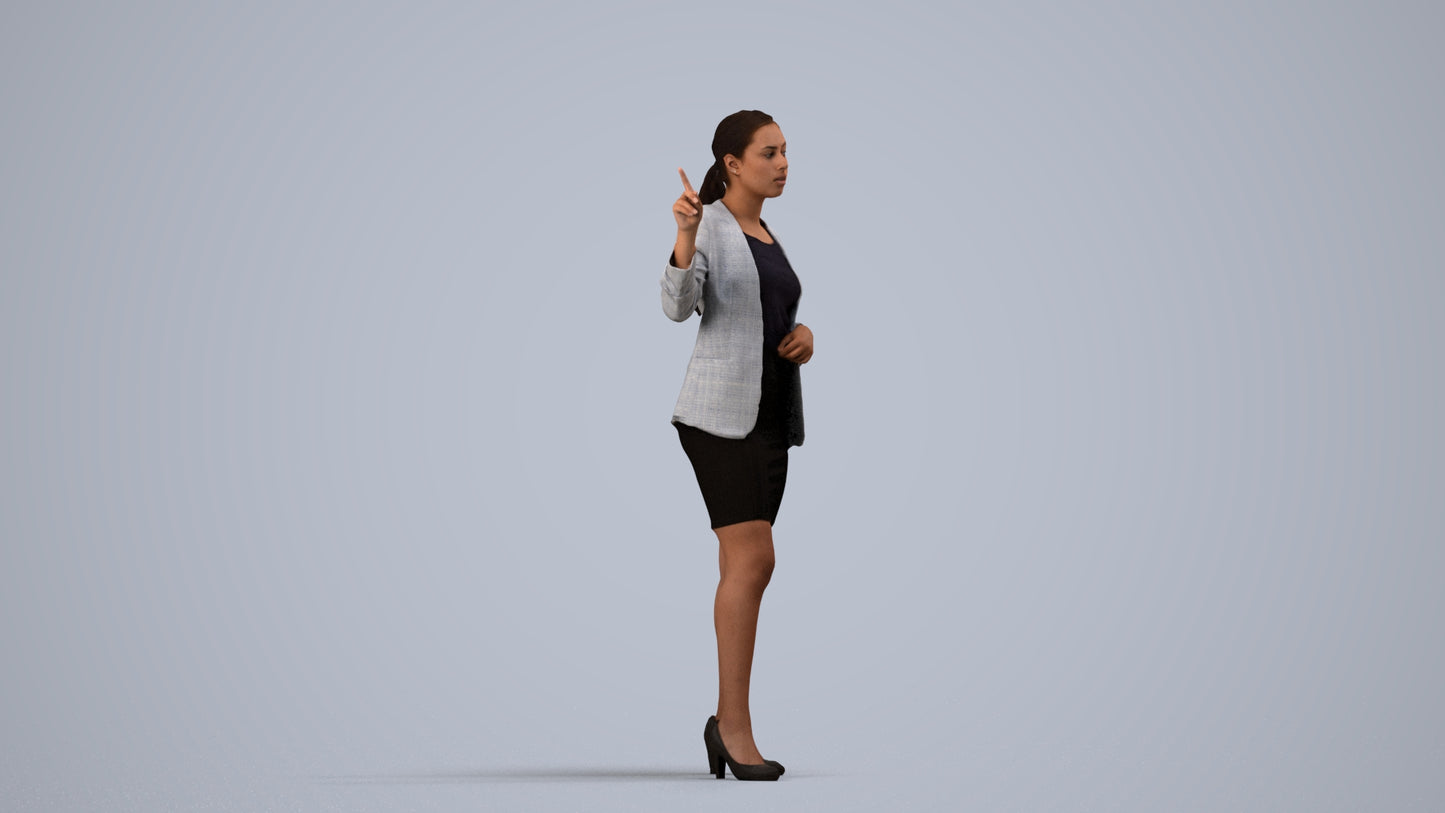 realistic 3D woman business, scanned archviz people for Blender and 3ds Max, side view render