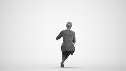 scanned 3D woman casual sitting, photogrammetry people for Enscape and V-Ray, wireframe front view