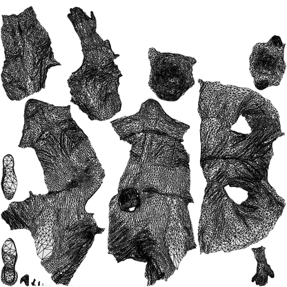 3D people model man casual sitting, scanned human for 3ds Max rendering, wireframe top-down view