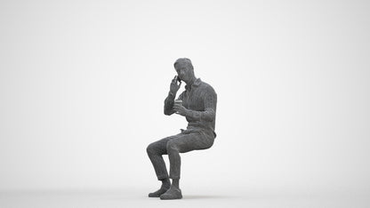 realistic 3D people man casual sitting, render-ready for V-Ray and Corona, FBX OBJ, three-quarter front view render