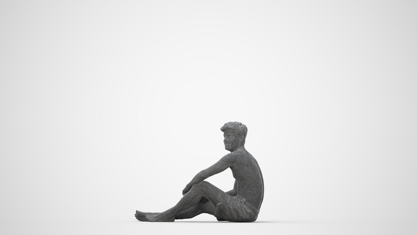 realistic 3D human man pool, archviz people FBX OBJ for Blender, wireframe back view