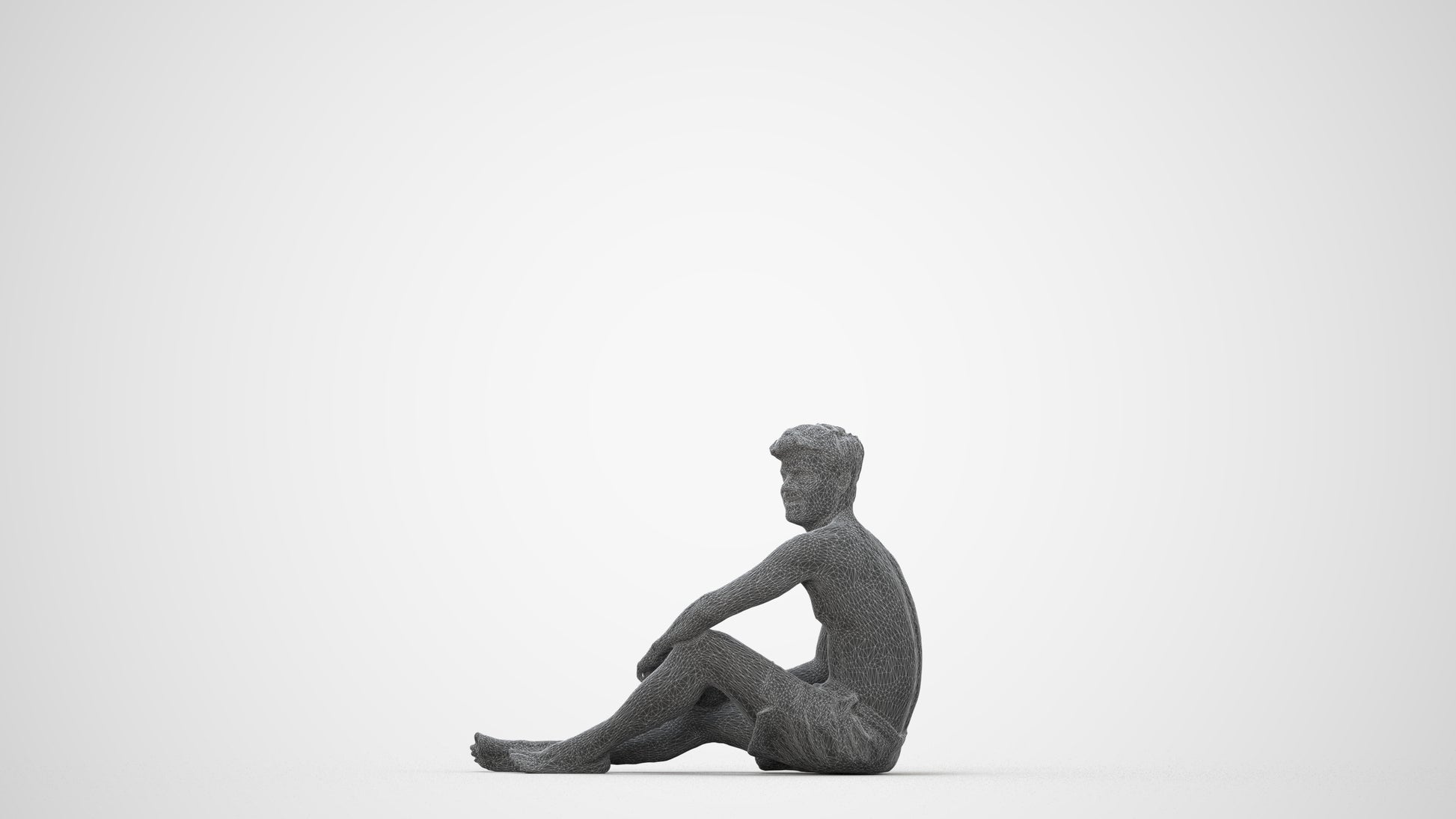 realistic 3D human man pool, archviz people FBX OBJ for Blender, wireframe back view