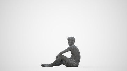 realistic 3D human man pool, archviz people FBX OBJ for Blender, wireframe back view