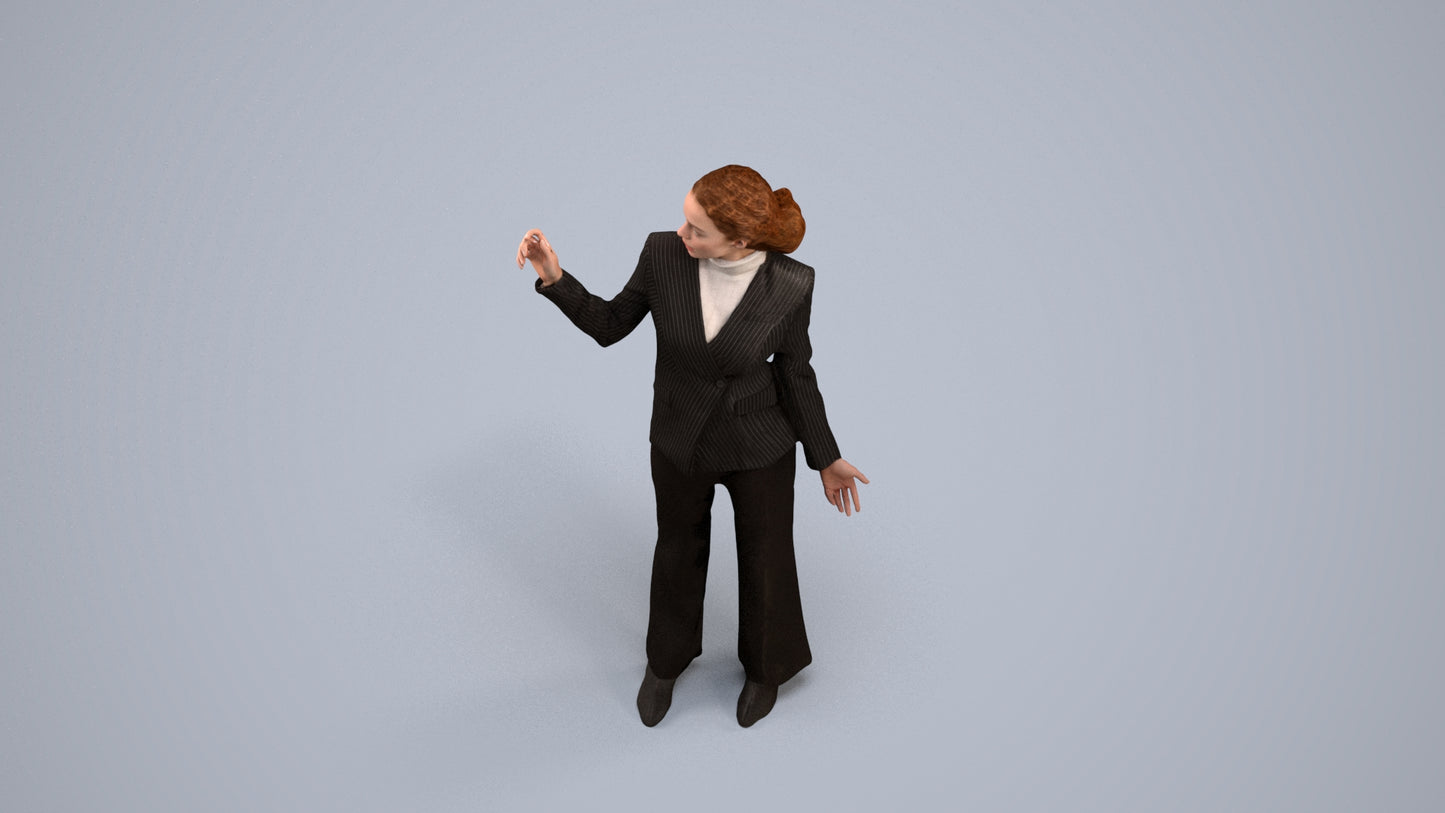 realistic 3D woman business, scanned archviz people for Blender and 3ds Max, back view render
