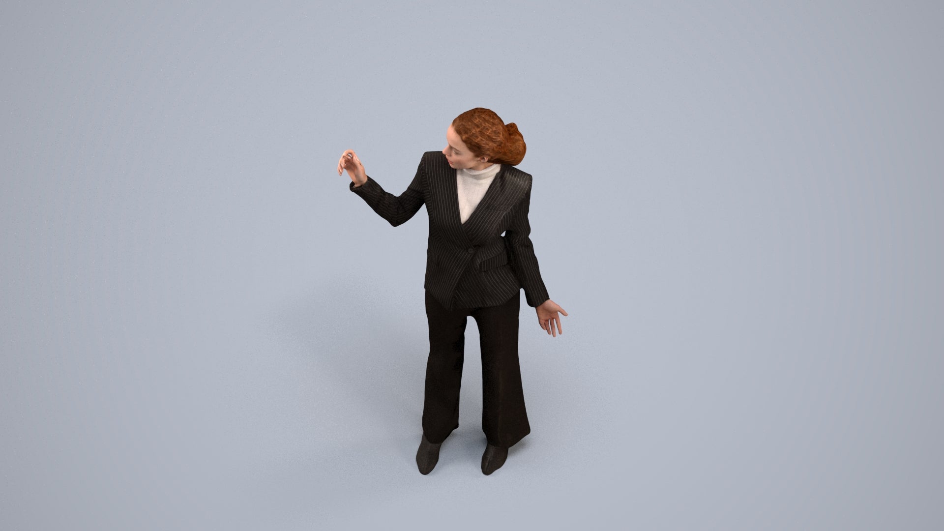 realistic 3D woman business, scanned archviz people for Blender and 3ds Max, back view render