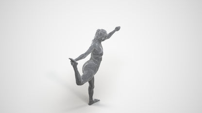 3D scanned woman sport, photorealistic archviz people for Enscape and SketchUp, wireframe three-quarter view