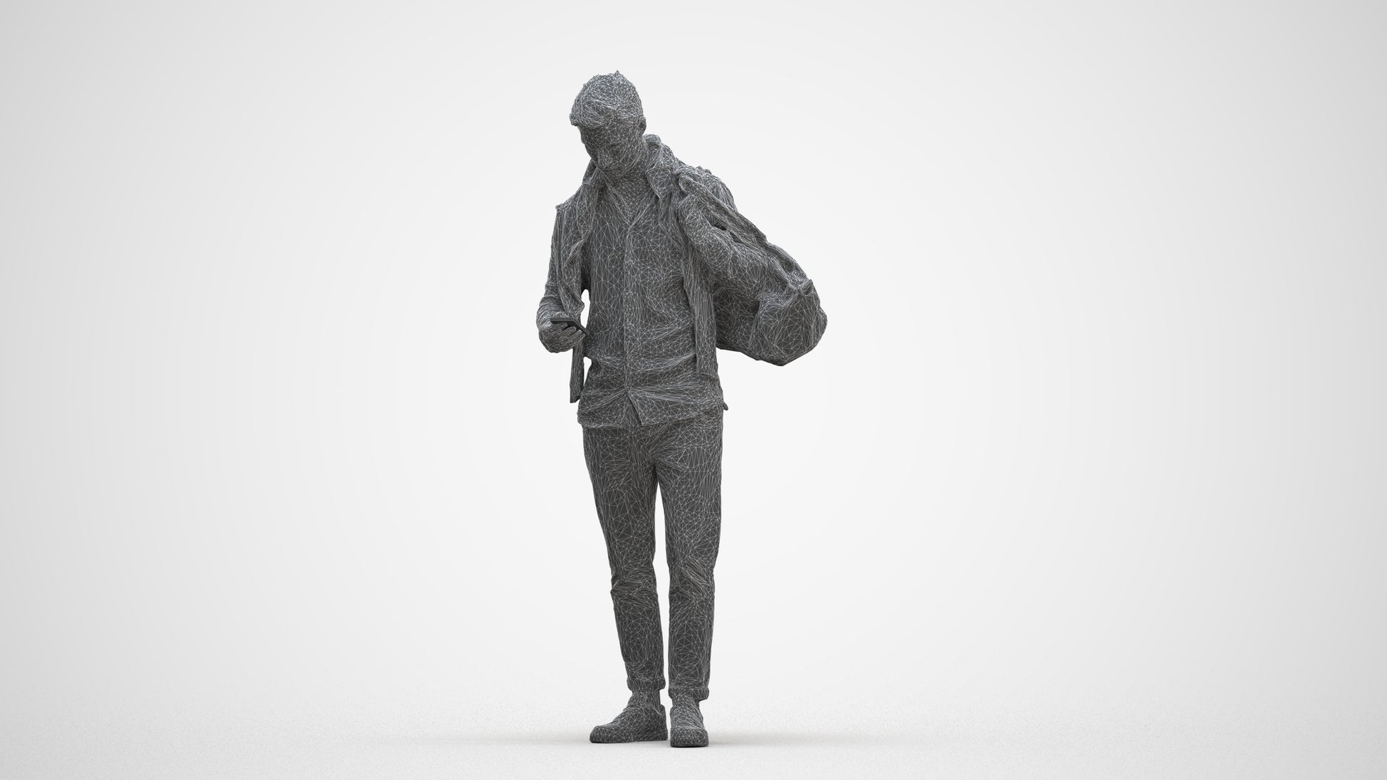 realistic 3D people man casual walking, render-ready for V-Ray and Corona, FBX OBJ, three-quarter front view render