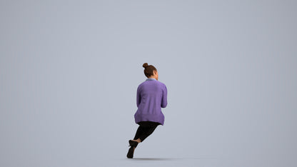 realistic 3D woman business sitting, scanned archviz people for Blender and 3ds Max, front view render