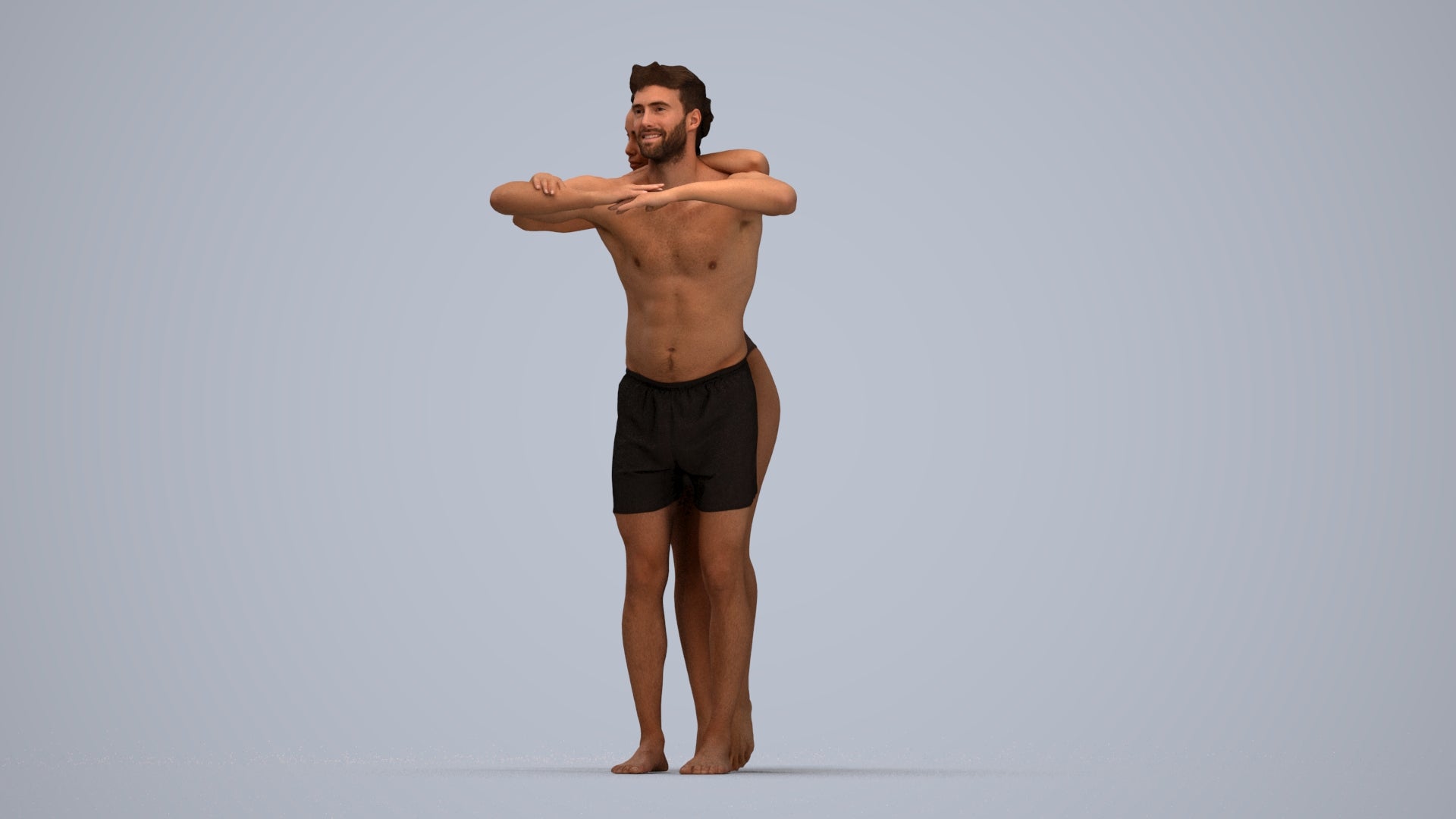 3D scanned man pool, photorealistic archviz people for Enscape and SketchUp, top-down view render