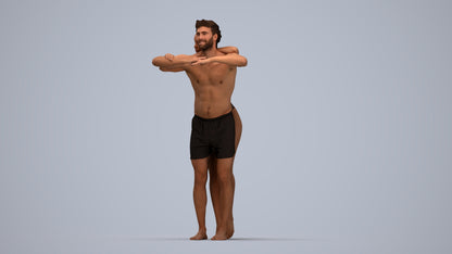3D scanned man pool, photorealistic archviz people for Enscape and SketchUp, top-down view render