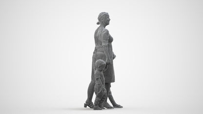3D human model girl casual kids, photogrammetry scanned person for archviz, wireframe side view