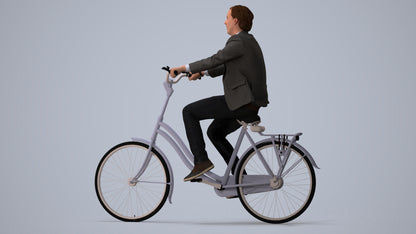 scanned 3D man business cycling, photogrammetry people for Enscape and V-Ray, three-quarter view render