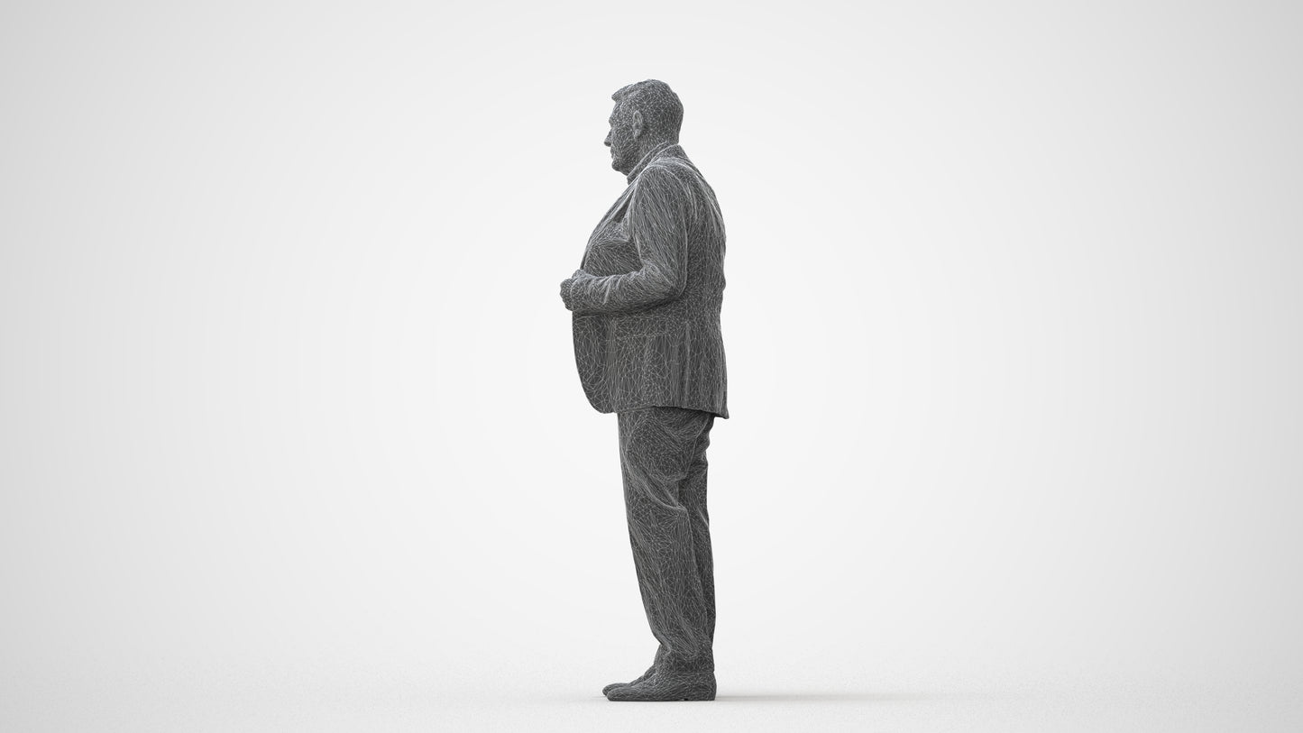 3D people model senior man business, scanned human for 3ds Max rendering, square thumbnail