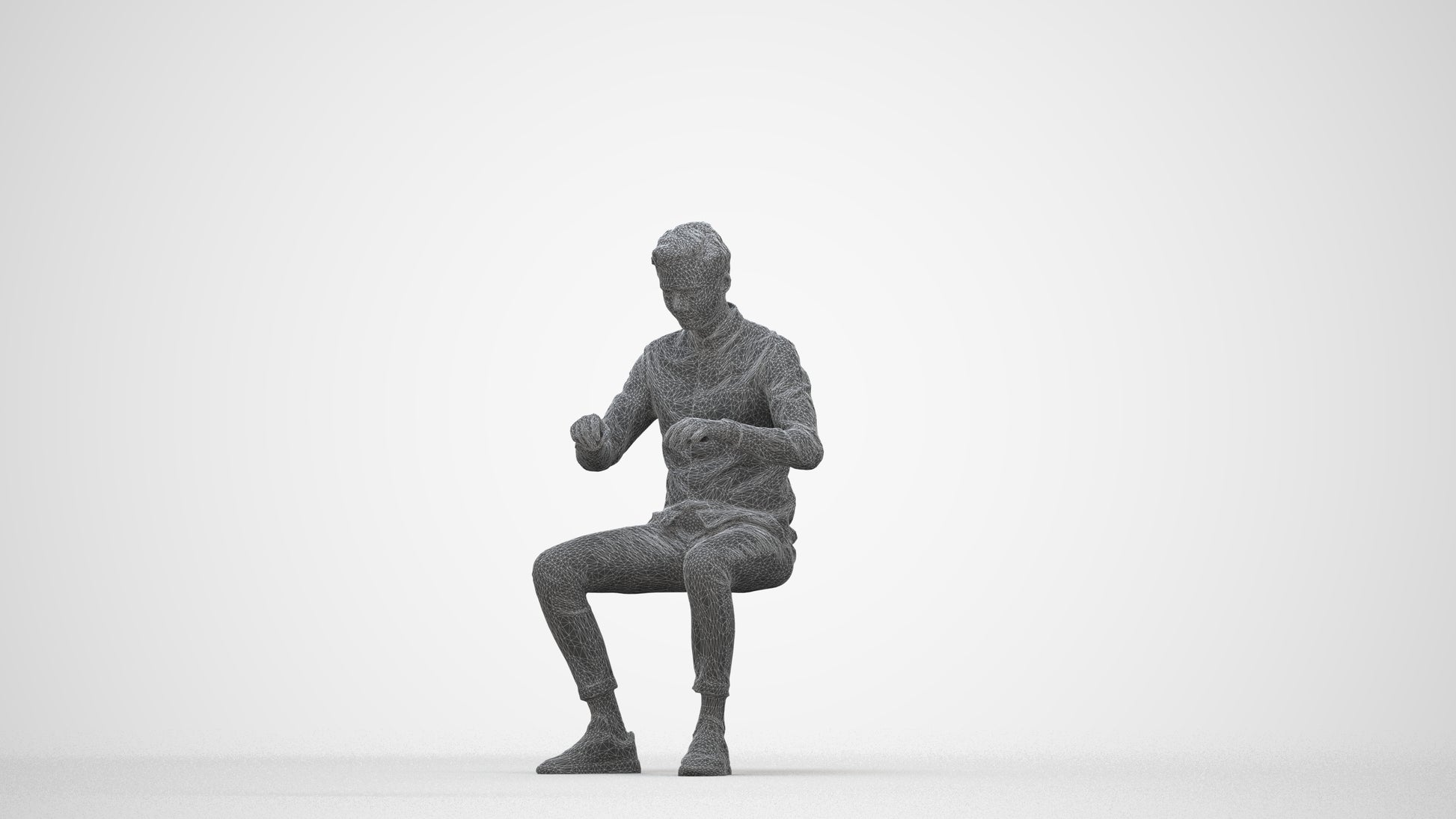 realistic 3D human man casual business, archviz people FBX OBJ for Blender, wireframe back view