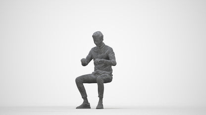 realistic 3D human man casual business, archviz people FBX OBJ for Blender, wireframe back view
