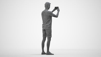 realistic 3D people man casual standing, render-ready for V-Ray and Corona, FBX OBJ, wireframe side view