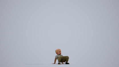 realistic 3D human boy casual kids, archviz people FBX OBJ for Blender, side view render