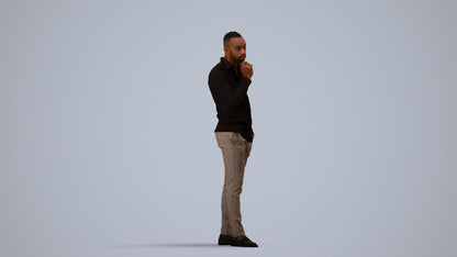 scanned 3D man business standing, photogrammetry people for Enscape and V-Ray, side view render