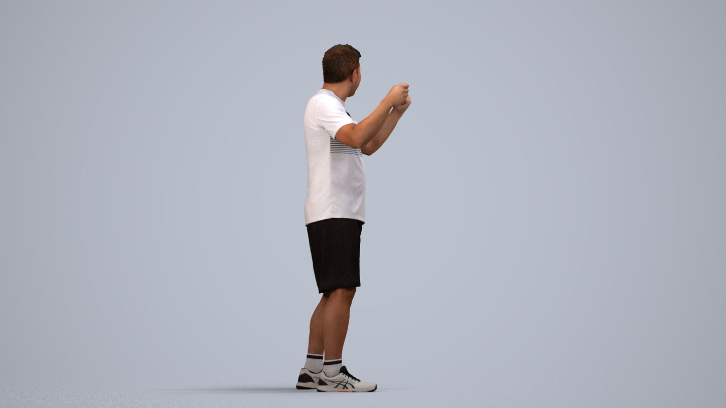 photogrammetry 3D man sport, realistic human model archviz FBX, side view render