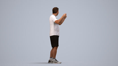 photogrammetry 3D man sport, realistic human model archviz FBX, side view render