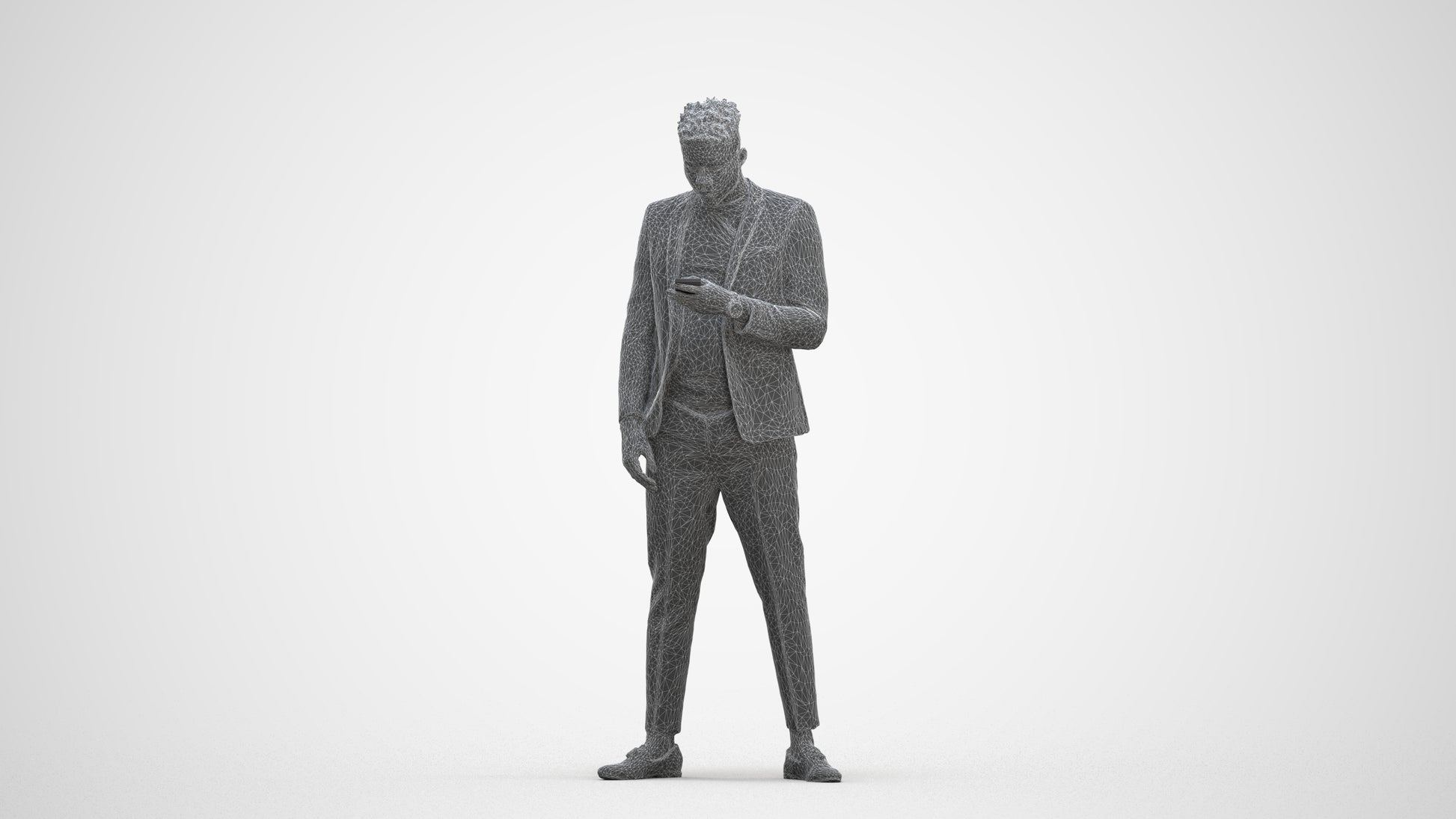 3D people model man casual standing, scanned human for 3ds Max rendering, three-quarter front view render