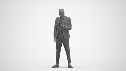 3D people model man casual standing, scanned human for 3ds Max rendering, three-quarter front view render