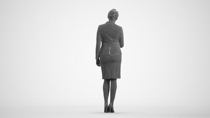 3D people model woman hospitality, scanned human for 3ds Max rendering, wireframe front view
