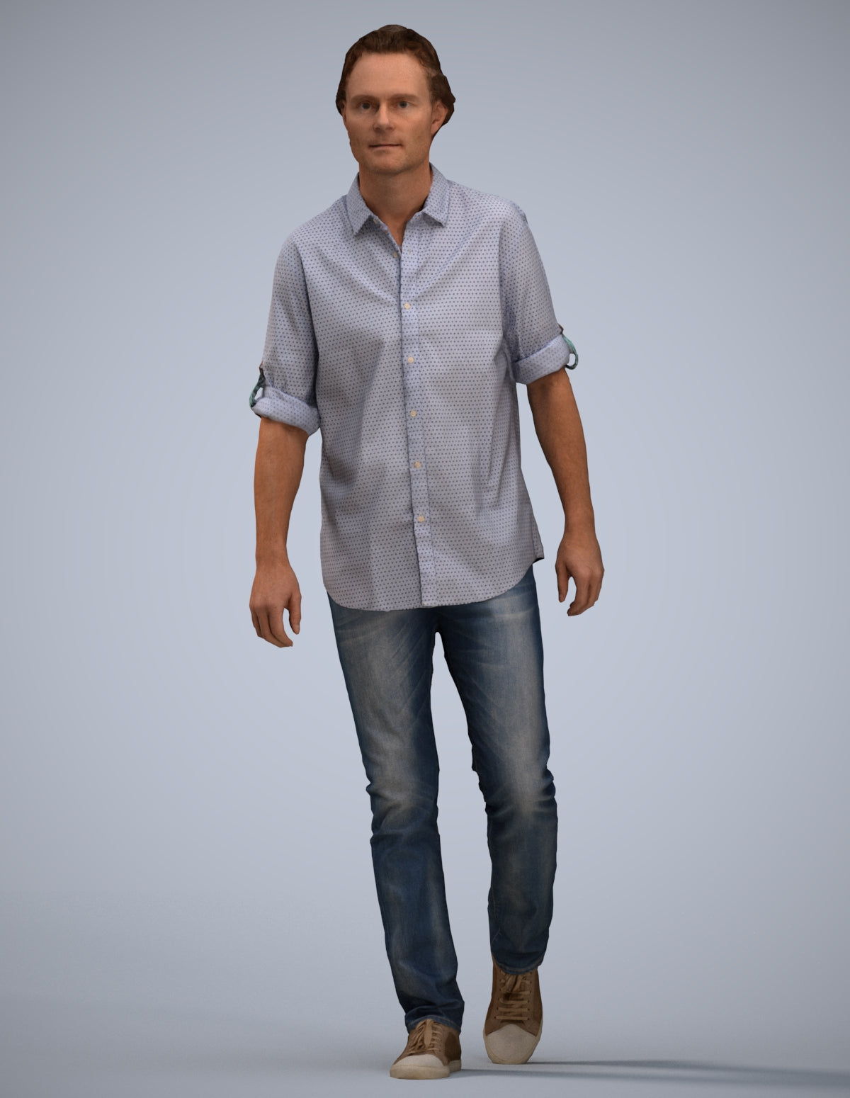 realistic 3D people man casual standing, render-ready for V-Ray and Corona, FBX OBJ