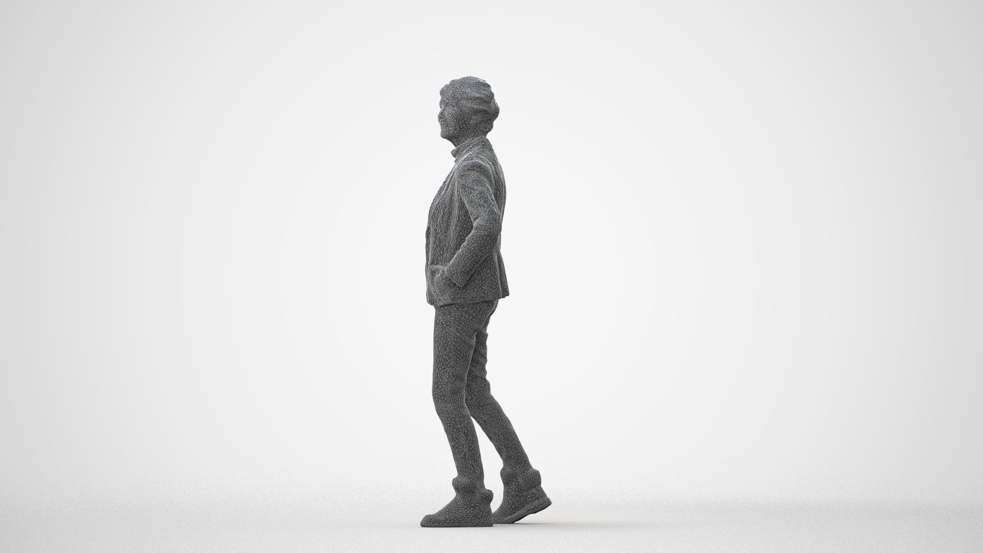 realistic 3D human senior woman business standing, archviz people FBX OBJ for Blender, square thumbnail
