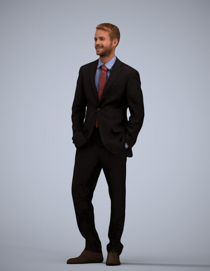 realistic 3D man business, scanned archviz people for Blender and 3ds Max