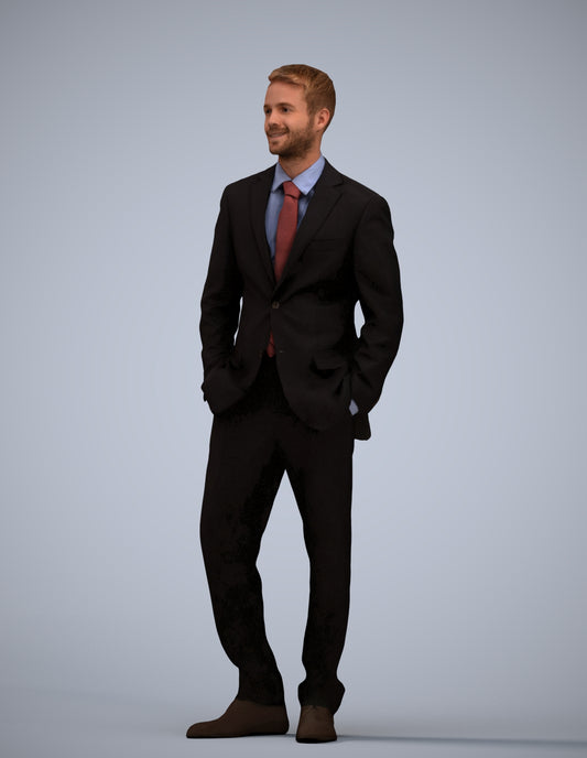 realistic 3D man business, scanned archviz people for Blender and 3ds Max