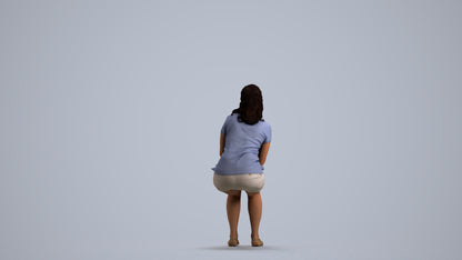 realistic 3D human woman casual sitting, archviz people FBX OBJ for Blender, front view render