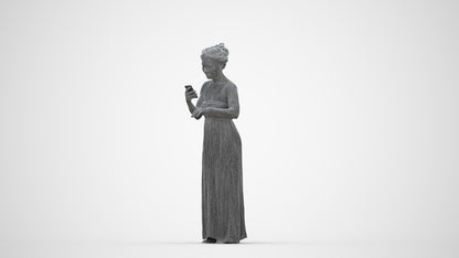 realistic 3D human woman casual standing, archviz people FBX OBJ for Blender, wireframe back view