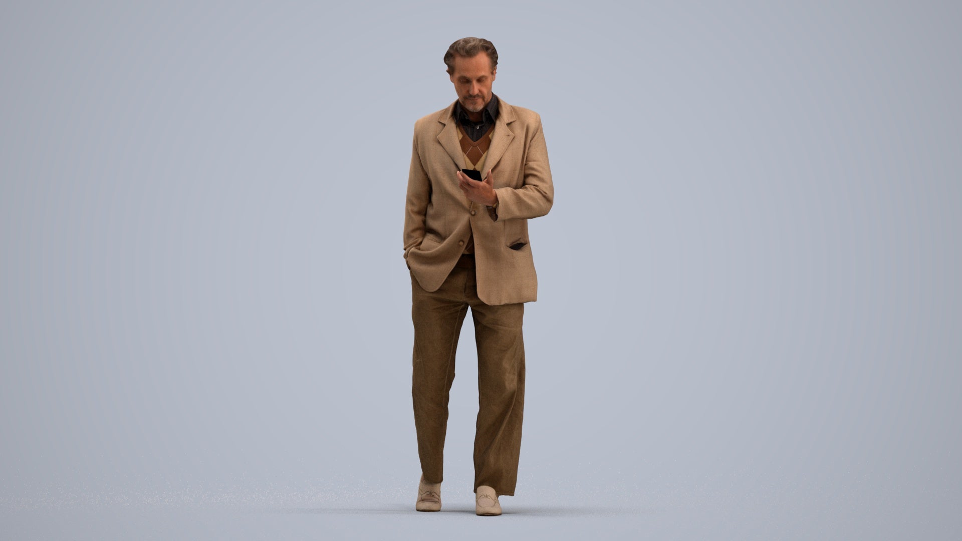 3D scanned man standing business, photorealistic archviz people for Enscape and SketchUp, standing pose render