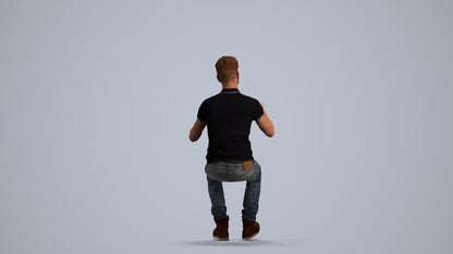 realistic 3D human man casual driving, archviz people FBX OBJ for Blender, front view render