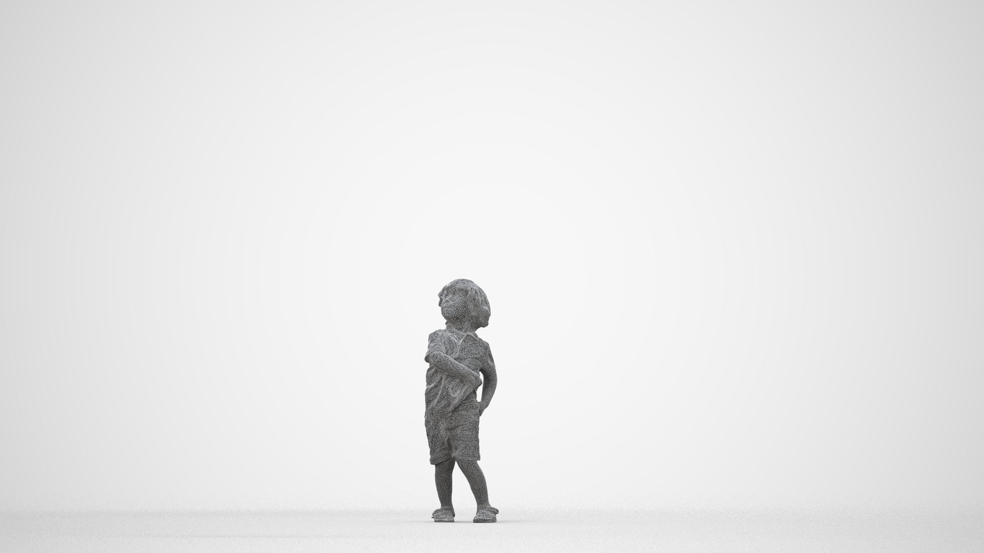 3D human model boy casual kids, photogrammetry scanned person for archviz, wireframe back view