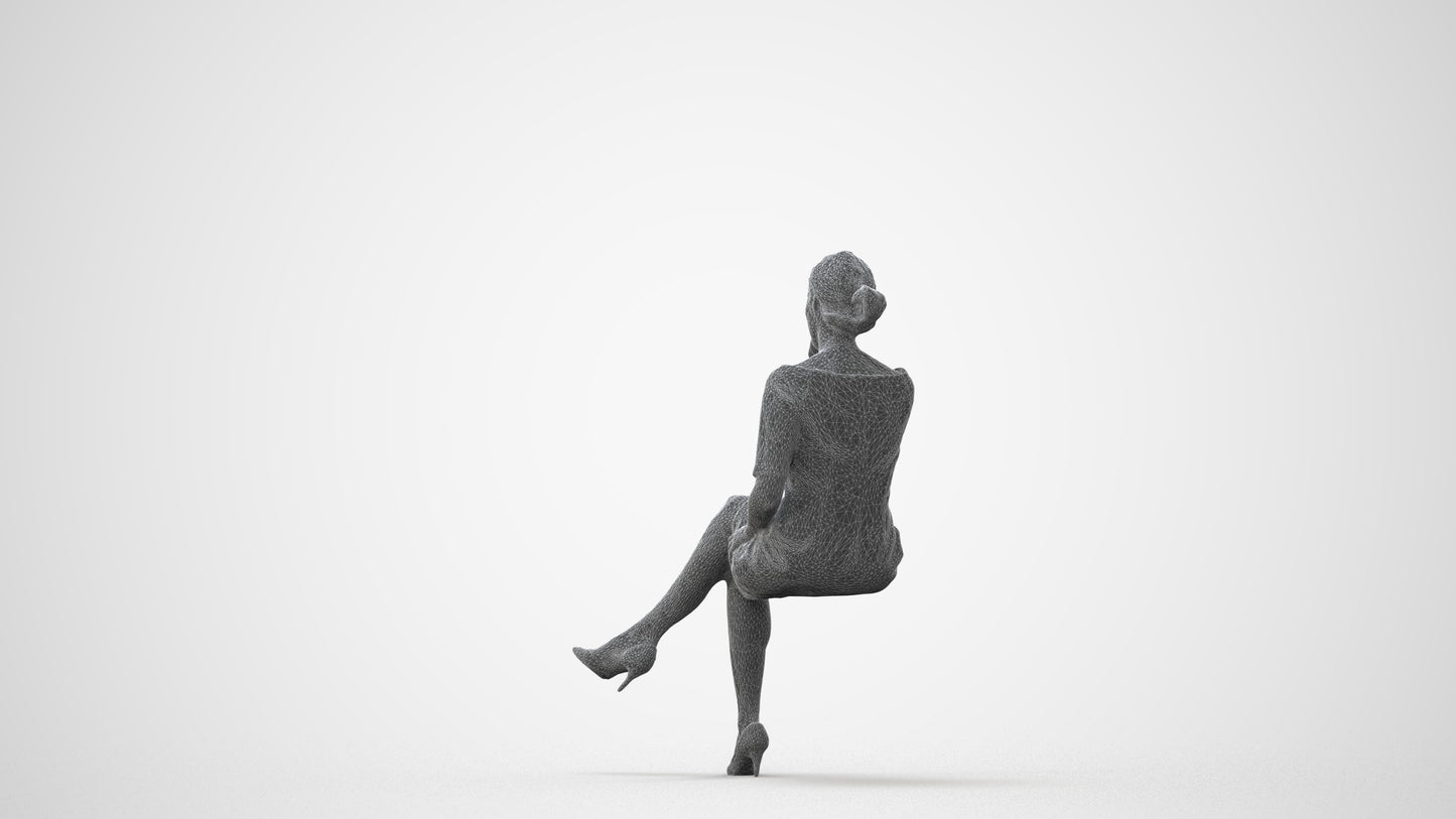 realistic 3D people woman casual sitting, render-ready for V-Ray and Corona, FBX OBJ, square thumbnail
