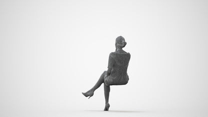 realistic 3D people woman casual sitting, render-ready for V-Ray and Corona, FBX OBJ, square thumbnail