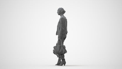 realistic 3D human woman business standing, archviz people FBX OBJ for Blender, square thumbnail