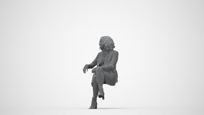 photogrammetry 3D woman business sitting, realistic human model archviz FBX, wireframe back view