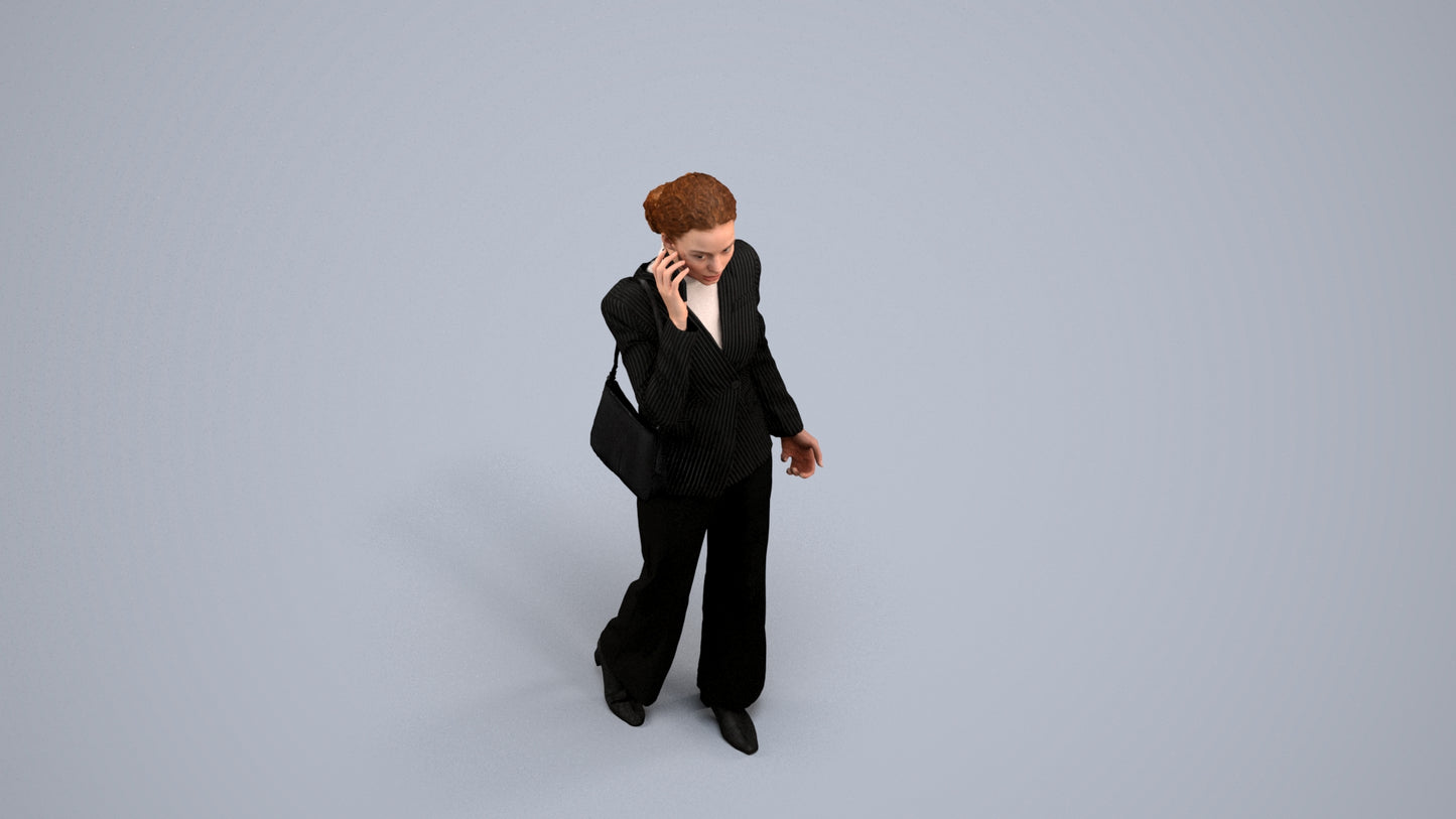 scanned 3D woman business, photogrammetry people for Enscape and V-Ray, back view render