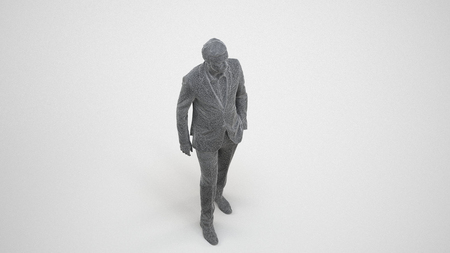 scanned 3D man business, photogrammetry people for Enscape and V-Ray, wireframe three-quarter view