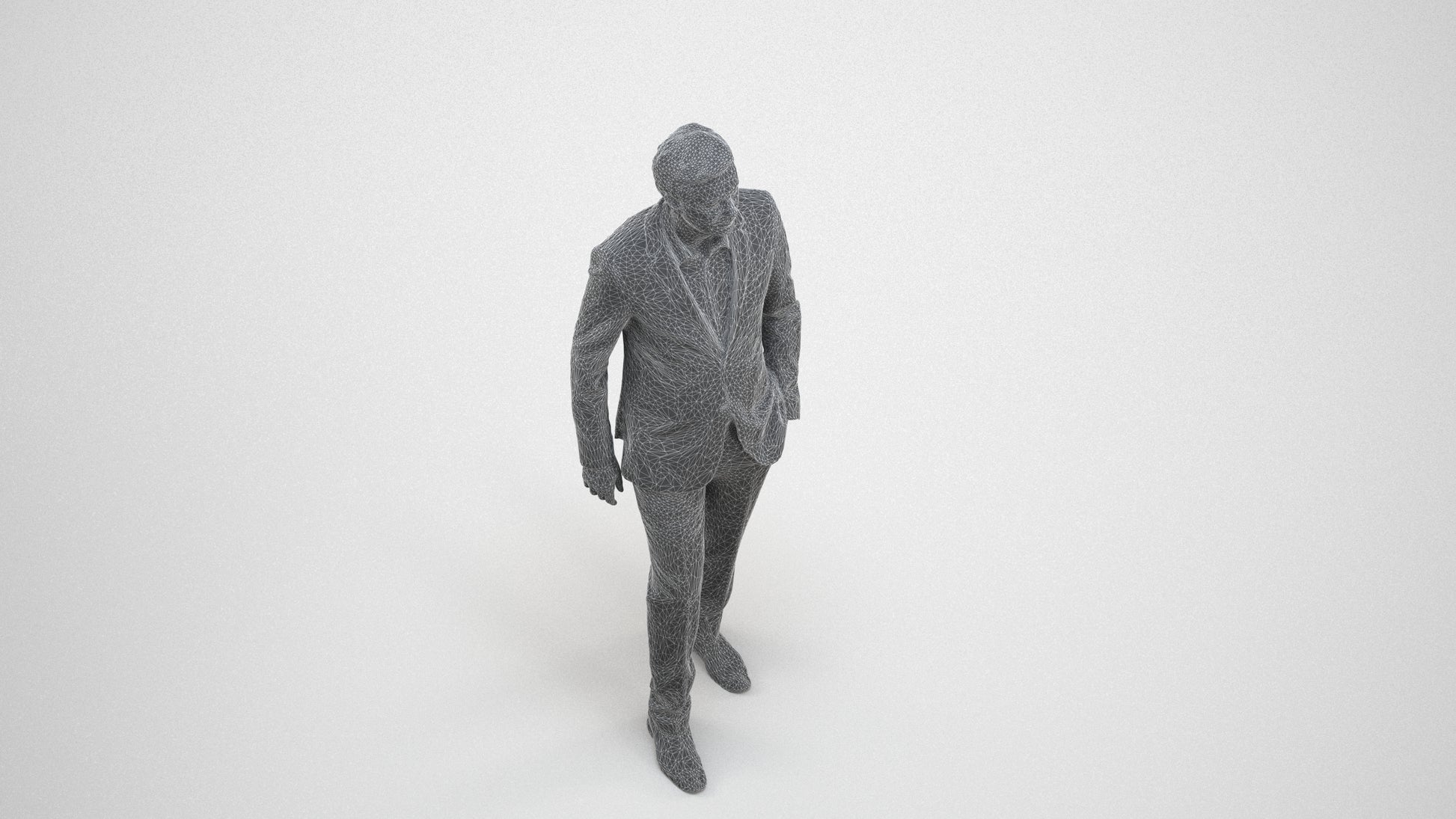 scanned 3D man business, photogrammetry people for Enscape and V-Ray, wireframe three-quarter view