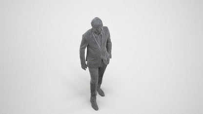 scanned 3D man business, photogrammetry people for Enscape and V-Ray, wireframe three-quarter view