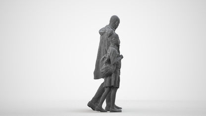 photogrammetry 3D girl kids, realistic human model archviz FBX, wireframe side view