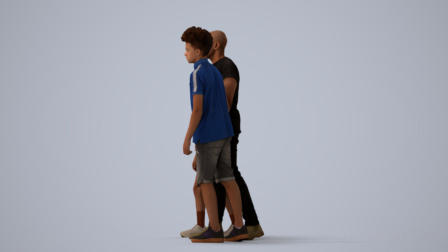 realistic 3D human girl casual kids, archviz people FBX OBJ for Blender, three-quarter view render