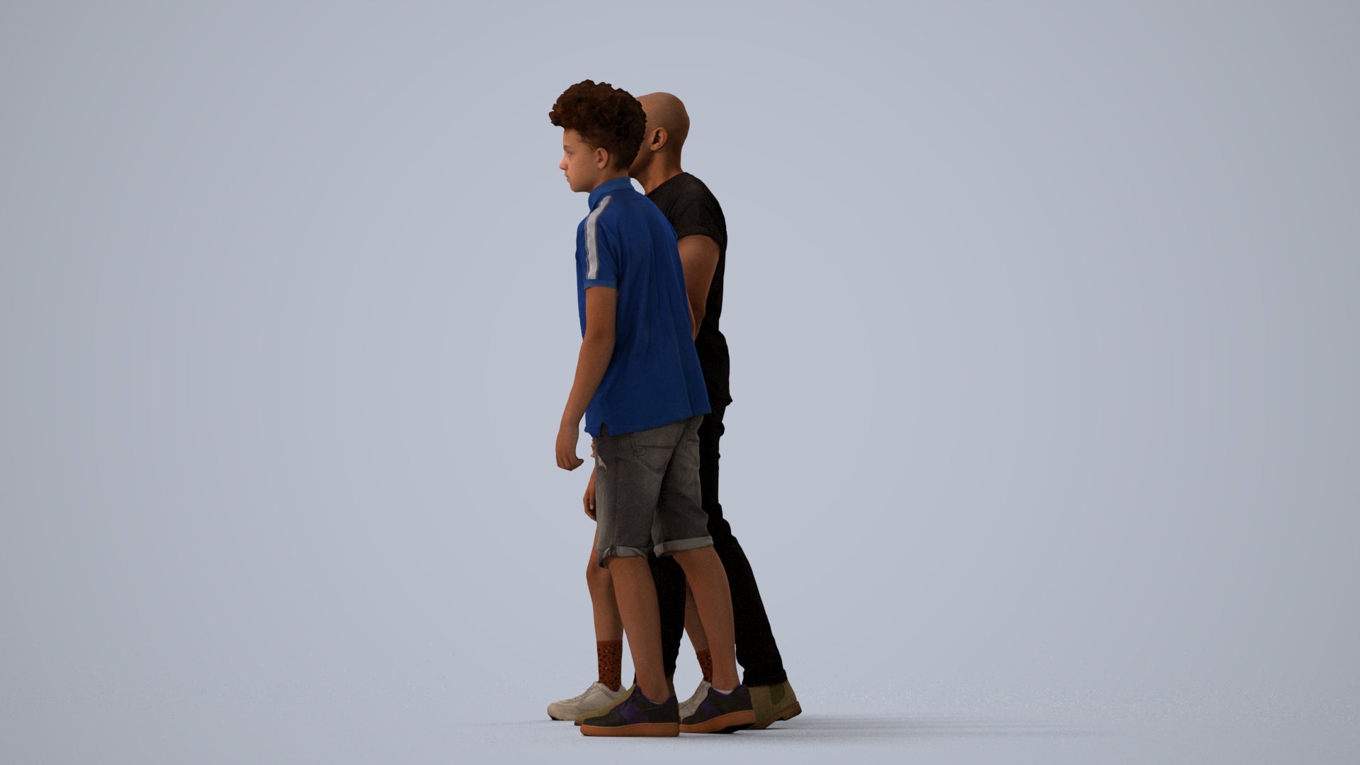 realistic 3D human girl casual kids, archviz people FBX OBJ for Blender, three-quarter view render