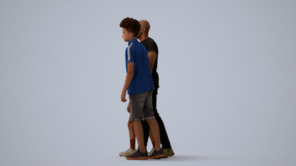 realistic 3D human girl casual kids, archviz people FBX OBJ for Blender, three-quarter view render