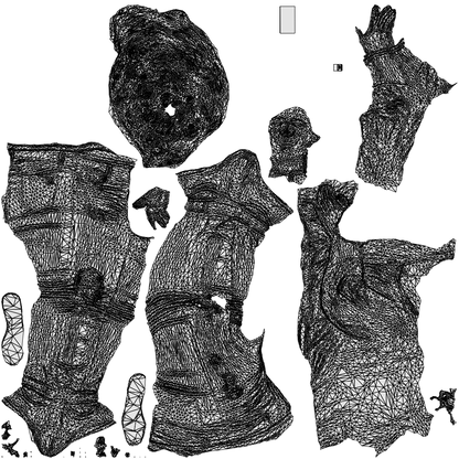 3D human model woman casual standing, photogrammetry scanned person for archviz, wireframe top-down view