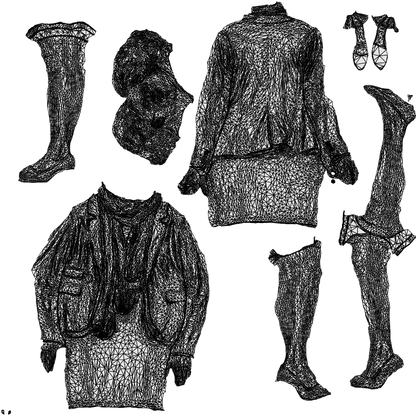 realistic 3D human woman business walking, archviz people FBX OBJ for Blender, wireframe top-down view